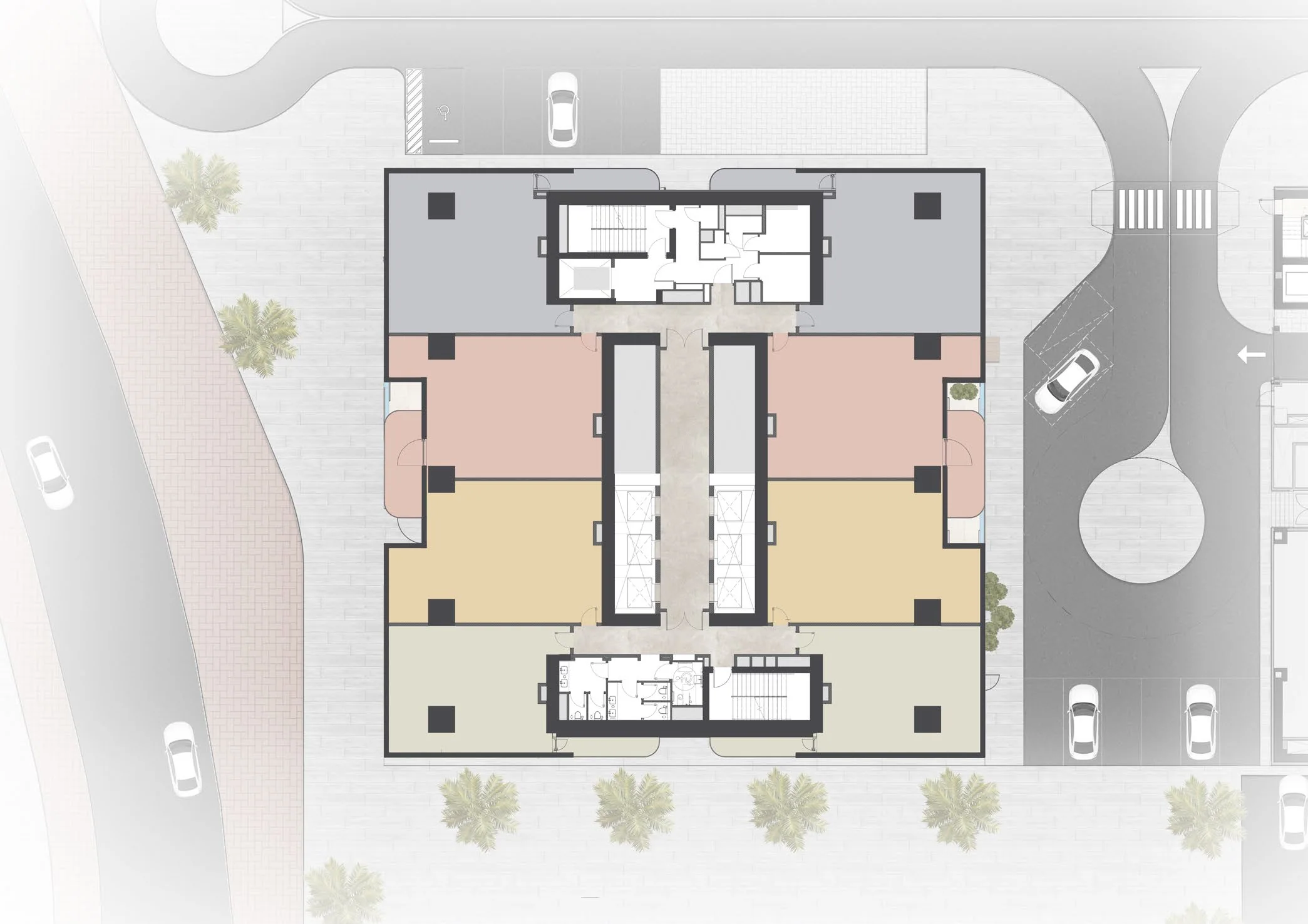 Typical floor plan, L1–31, 8 offices