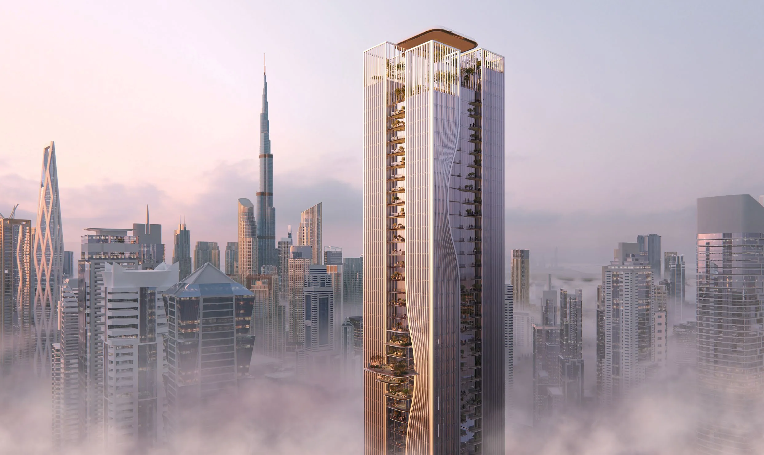 Berkeley Tower: Shaped by movement. A 60-storey Grade A office tower on Sheikh Zayed Road, Business Bay.
