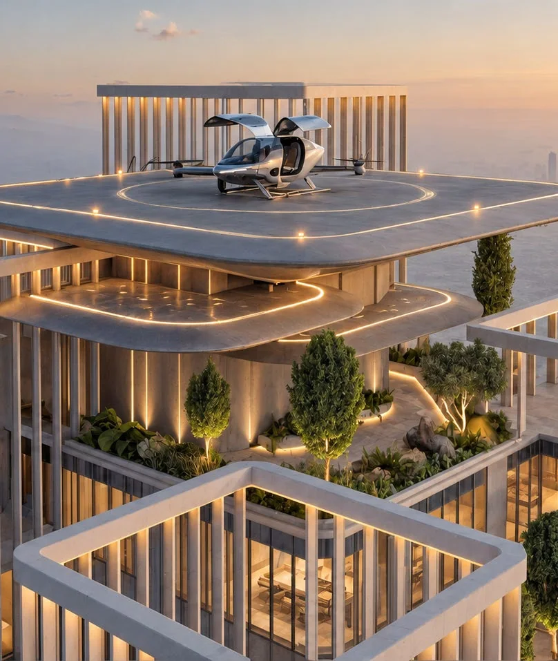 Air-taxi vertiport concept at the crown